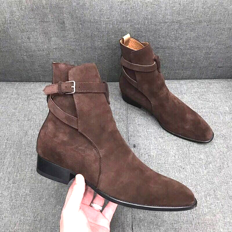 Crossfit Male - Black Brown Genuine Cow Suede Cross