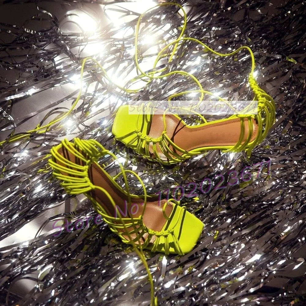 Crossfit Ladies - Chic Corded Lace-up Caged Sandals Women