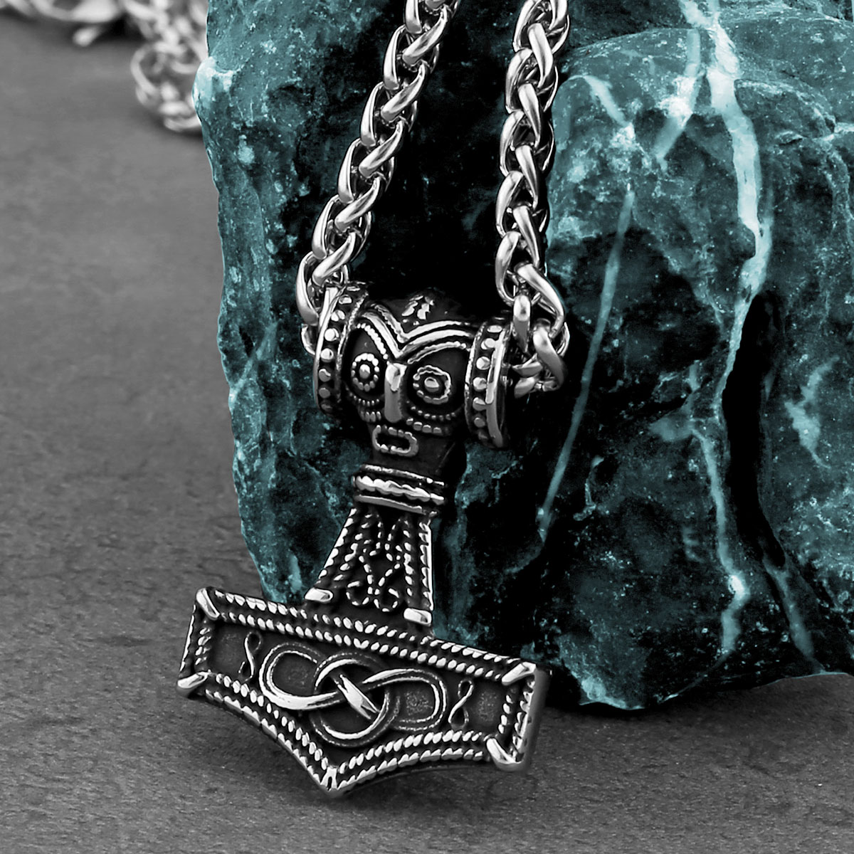 Battle Rope Anchor - Fashion Viking Anchor Mjolnir Necklace Stainless