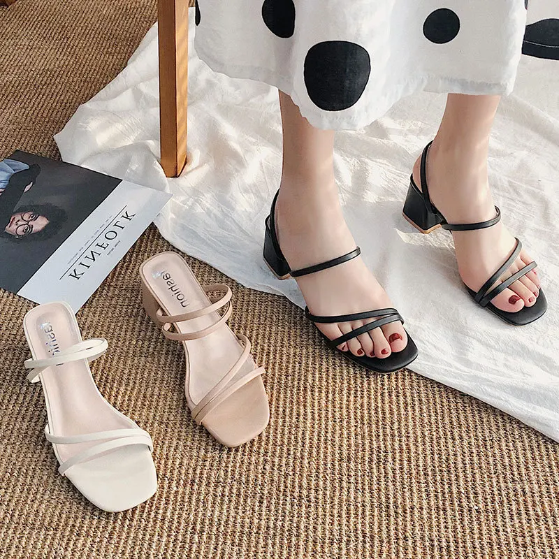 Woman Square Heel Open Toe Ank - Crossfit Ladies ulasan dan harga