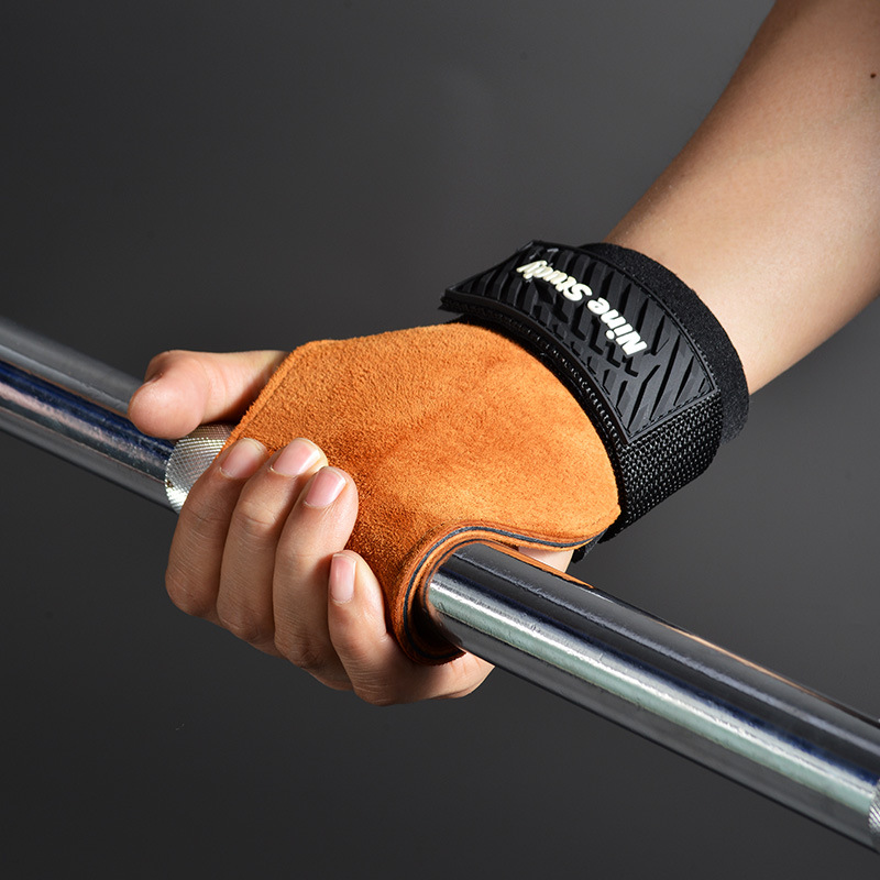 Cowhide Gym Grips Gloves Weigh - Crossfit Training Gear ulasan dan harga