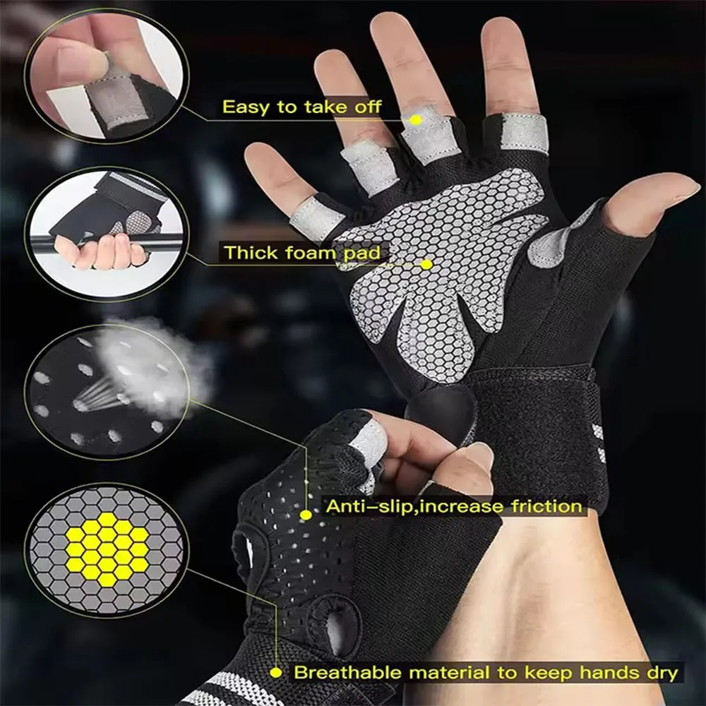1Pair Half Finger Gym Fitness  - Crossfit Training Gear ulasan dan harga