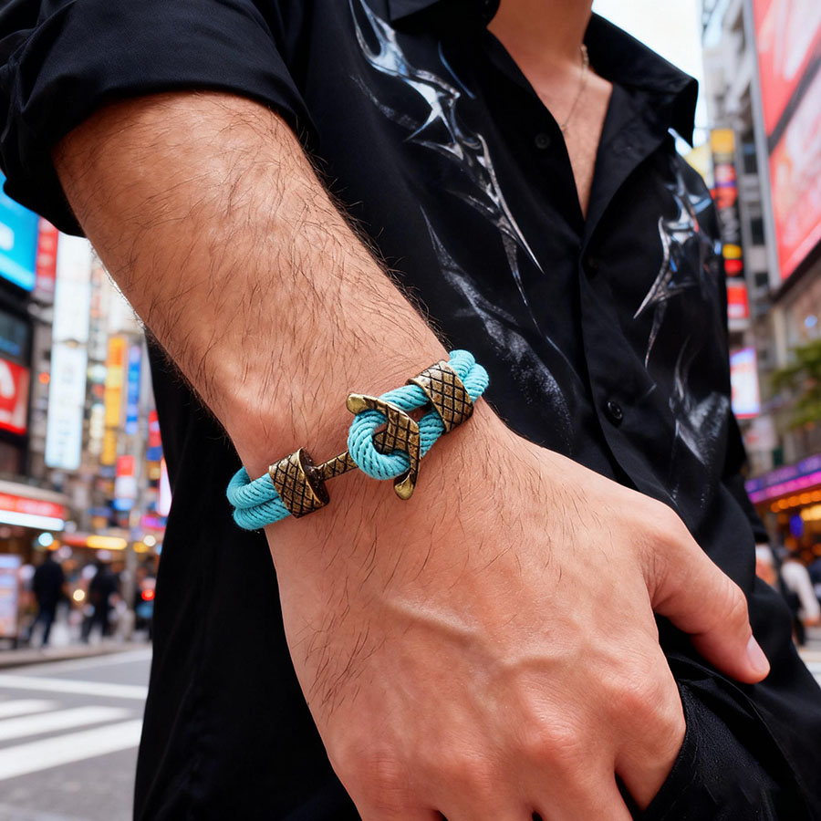 Hiphop Rock Men Bracelet Antiq - Battle Rope Anchor ulasan dan harga